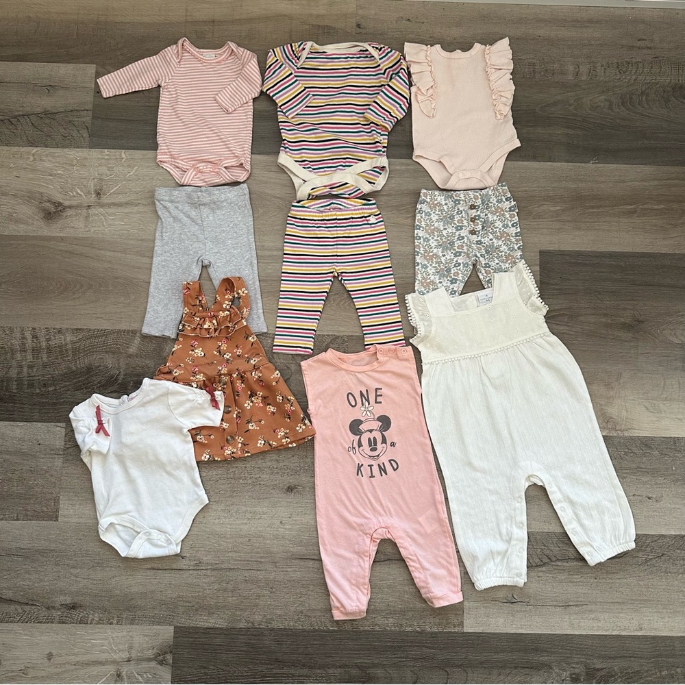 Baby Girl 10pc Clothes Lot Mixed Brands 3-6 mos